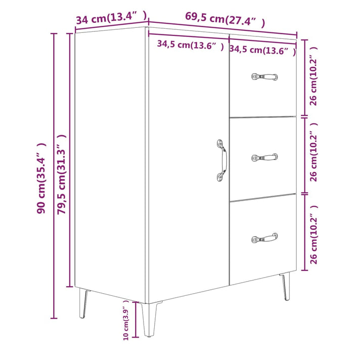 Dulap, Alb Extralucios, 69,5X34X90 Cm, Lemn Compozit