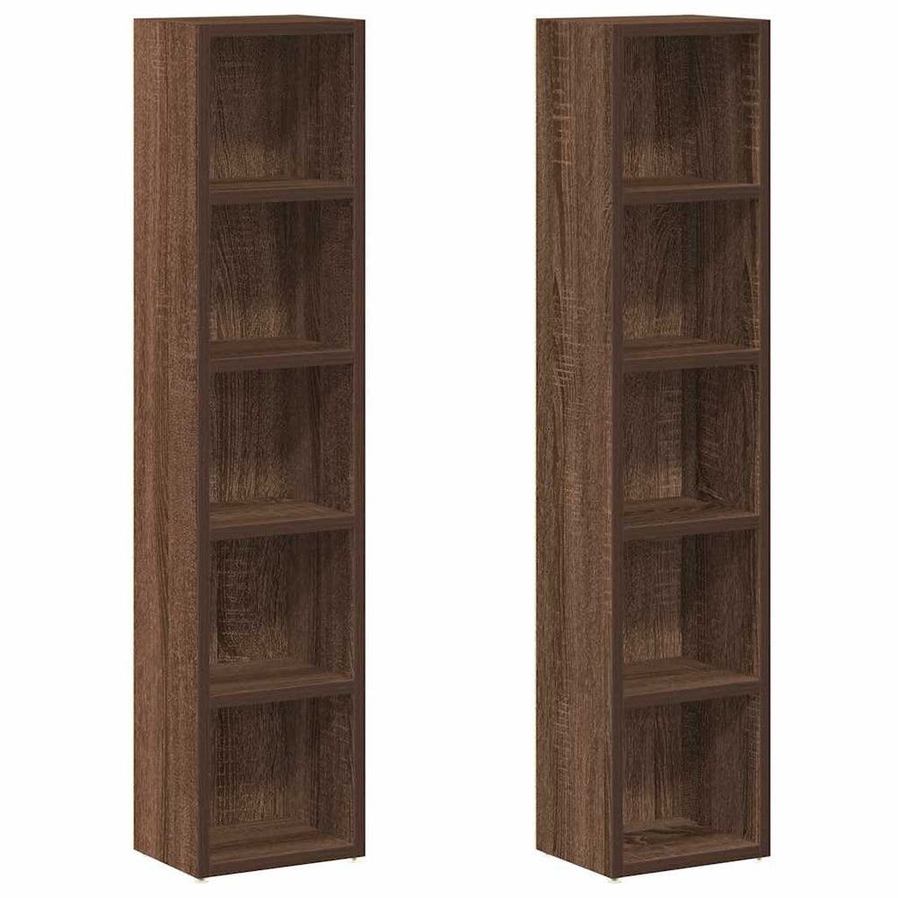 Dulap Cd-Uri 2 Buc. Stejar Maro 21X16X93,5 Cm Lemn Prelucrat