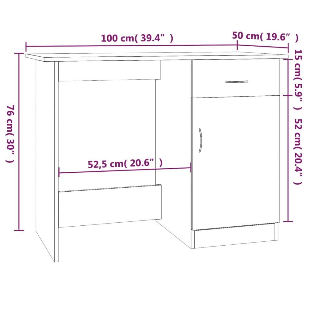 Birou, Stejar Maro, 100X50X76 Cm, Lemn Prelucrat