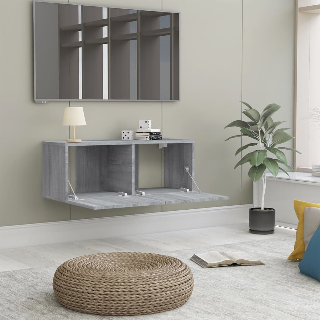Comodă Tv, Gri Sonoma, 80X30X30 Cm, Lemn Prelucrat