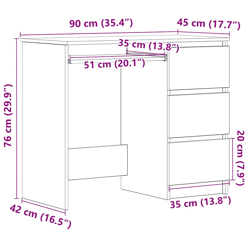 Birou, Stejar Maro, 90X45X76 Cm, Lemn Prelucrat