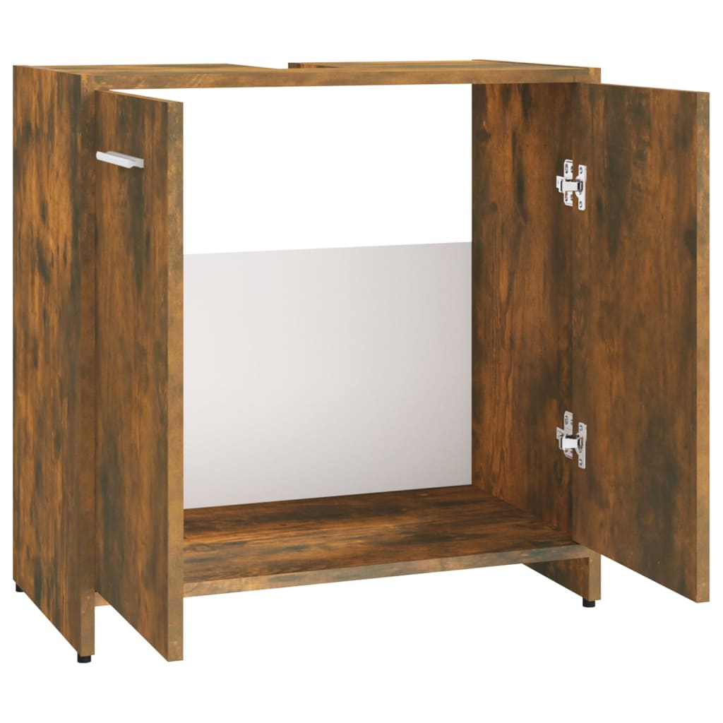 Dulap De Baie, Stejar Fumuriu, 60X33X60 Cm, Lemn Prelucrat