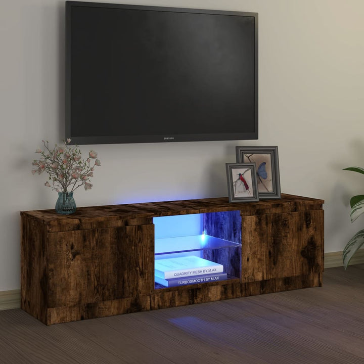 Comodă Tv Cu Lumini Led, Stejar Maro, 120X30X35,5 Cm