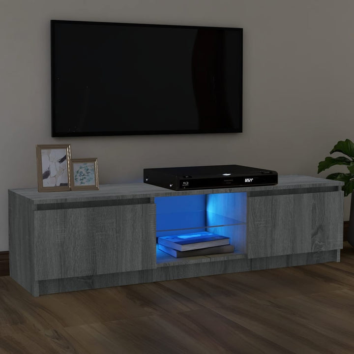Comodă Tv Cu Lumini Led, Stejar Maro, 120X30X35,5 Cm