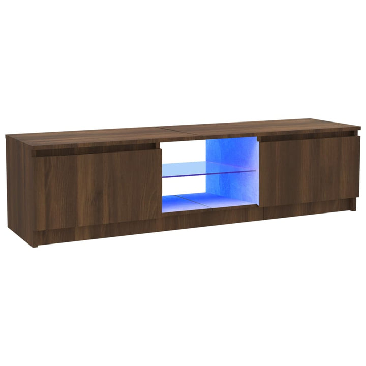 Comodă Tv Cu Lumini Led, Stejar Maro, 120X30X35,5 Cm