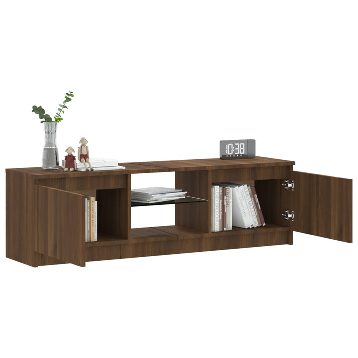 Comodă Tv Cu Lumini Led, Stejar Maro, 120X30X35,5 Cm