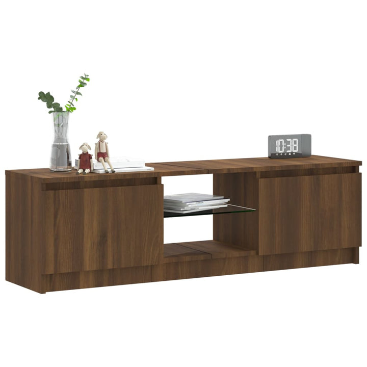 Comodă Tv Cu Lumini Led, Stejar Maro, 120X30X35,5 Cm