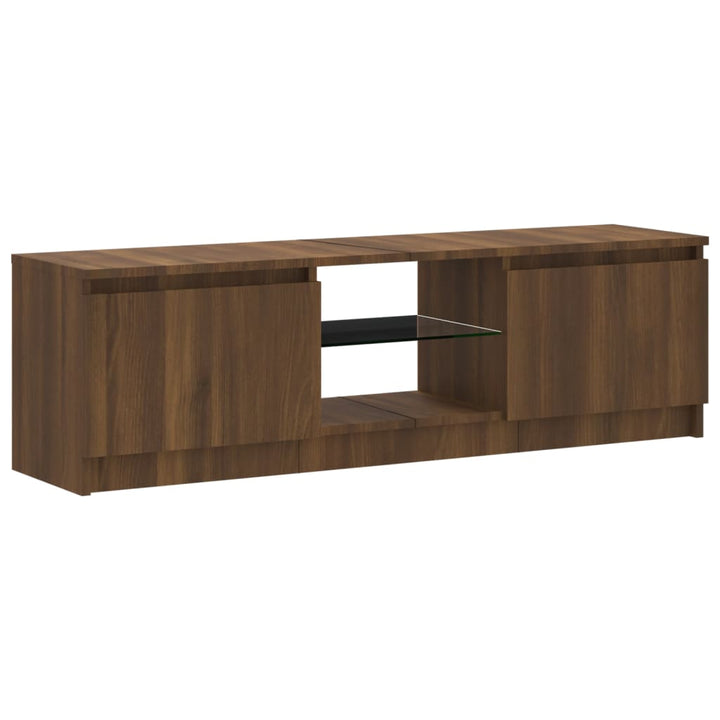 Comodă Tv Cu Lumini Led, Stejar Maro, 120X30X35,5 Cm