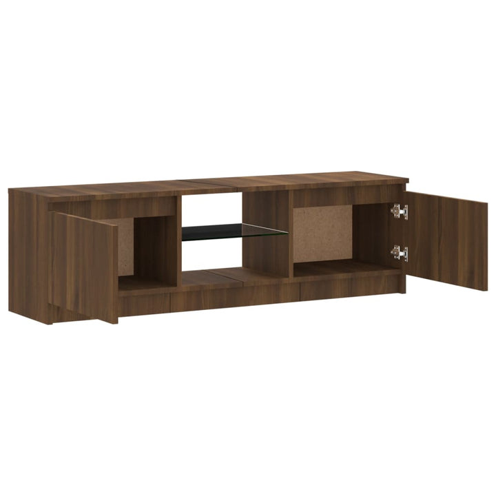 Comodă Tv Cu Lumini Led, Stejar Maro, 120X30X35,5 Cm