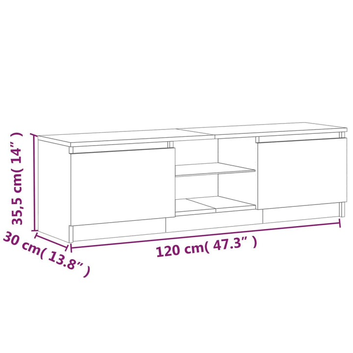 Comodă Tv Cu Lumini Led, Stejar Maro, 120X30X35,5 Cm