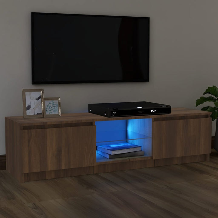 Comodă Tv Cu Lumini Led, Stejar Maro, 120X30X35,5 Cm