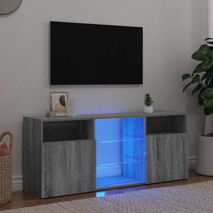 Comodă Tv Cu Lumini Led, Gri Sonoma, 120X30X50 Cm