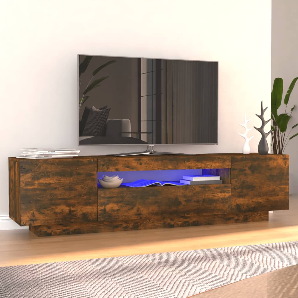 Comodă Tv Cu Lumini Led, Gri Sonoma, 160X35X40 Cm