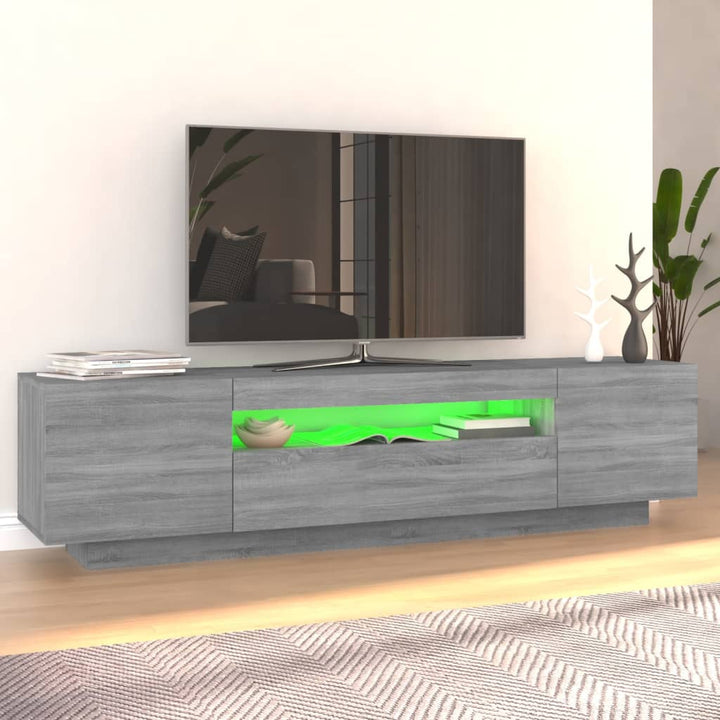 Comodă Tv Cu Lumini Led, Gri Sonoma, 160X35X40 Cm