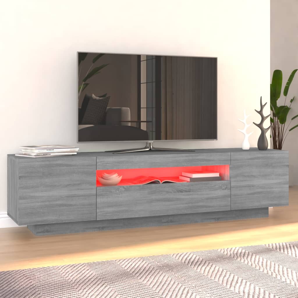 Comodă Tv Cu Lumini Led, Gri Sonoma, 160X35X40 Cm