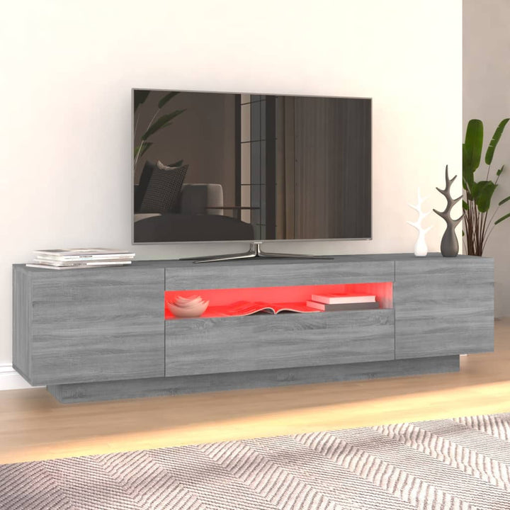 Comodă Tv Cu Lumini Led, Gri Sonoma, 160X35X40 Cm
