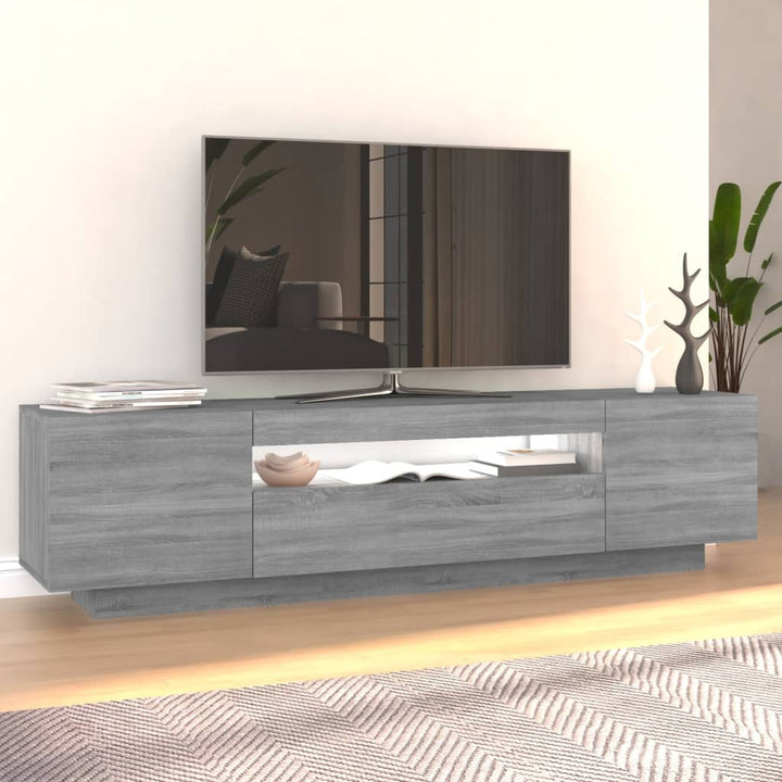 Comodă Tv Cu Lumini Led, Gri Sonoma, 160X35X40 Cm