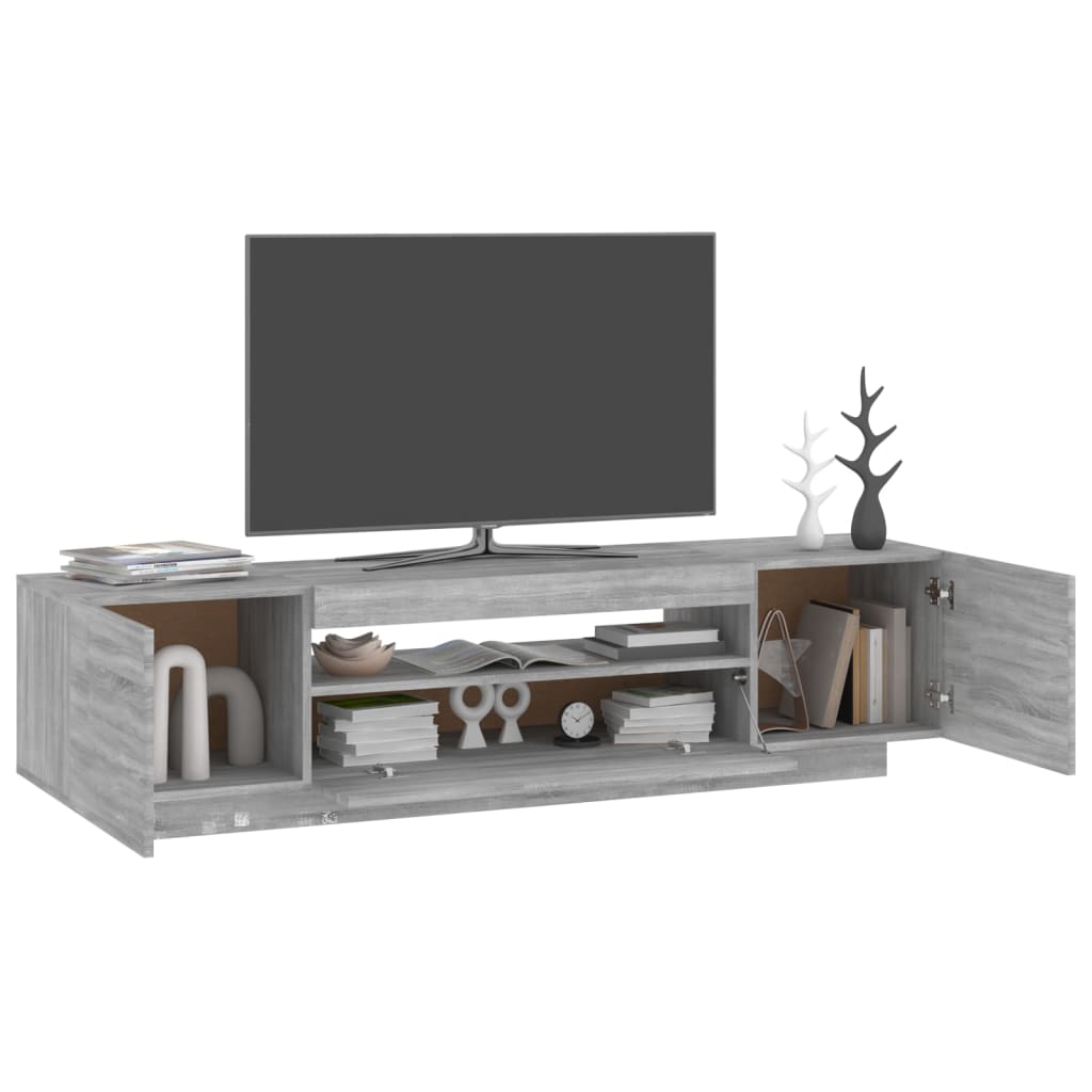 Comodă Tv Cu Lumini Led, Gri Sonoma, 160X35X40 Cm