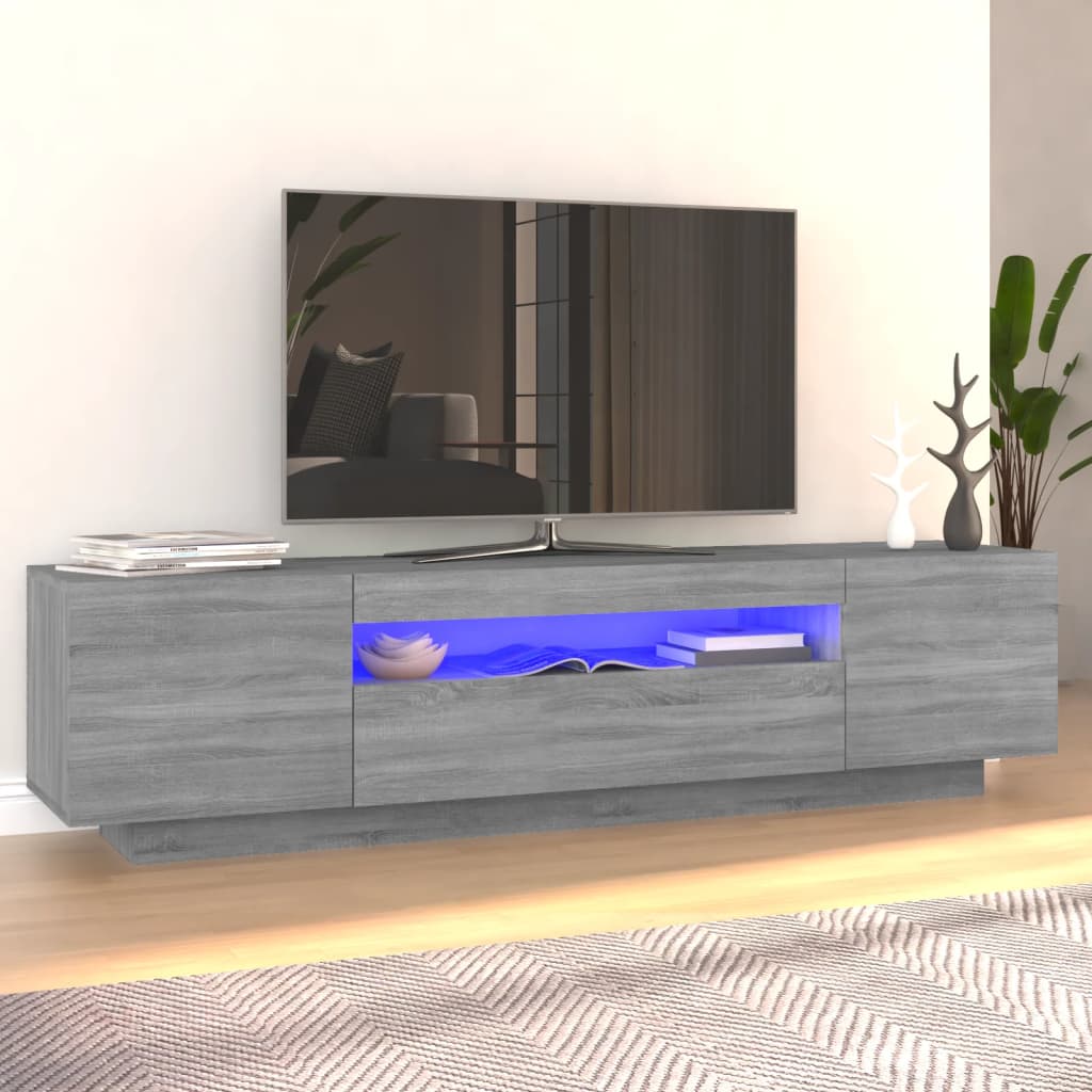 Comodă Tv Cu Lumini Led, Gri Sonoma, 160X35X40 Cm