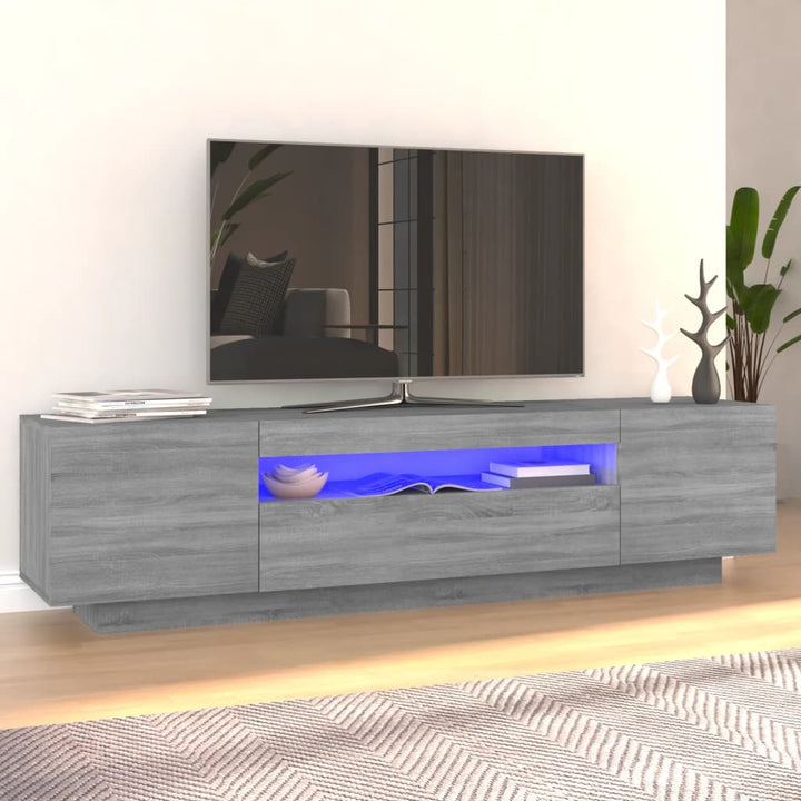 Comodă Tv Cu Lumini Led, Gri Sonoma, 160X35X40 Cm
