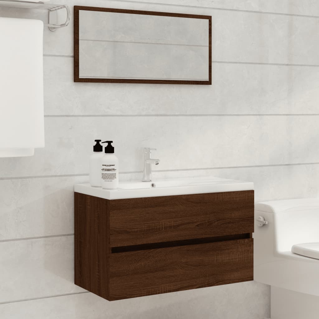 Dulap De Baie Cu Oglindă Artisan Stejar Lemn Prelucrat