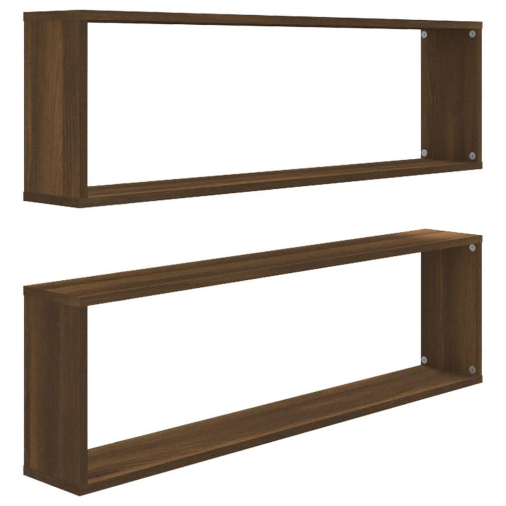 Rafturi De Perete Cub, 2 Buc., Stejar Maro 100X15X30 Cm Lemn