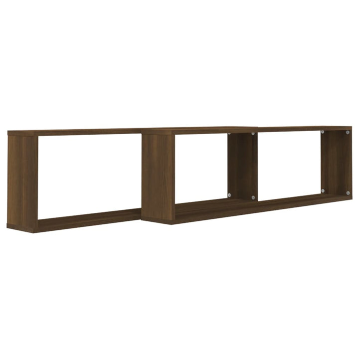 Rafturi De Perete Cub, 2 Buc., Stejar Maro 100X15X30 Cm Lemn