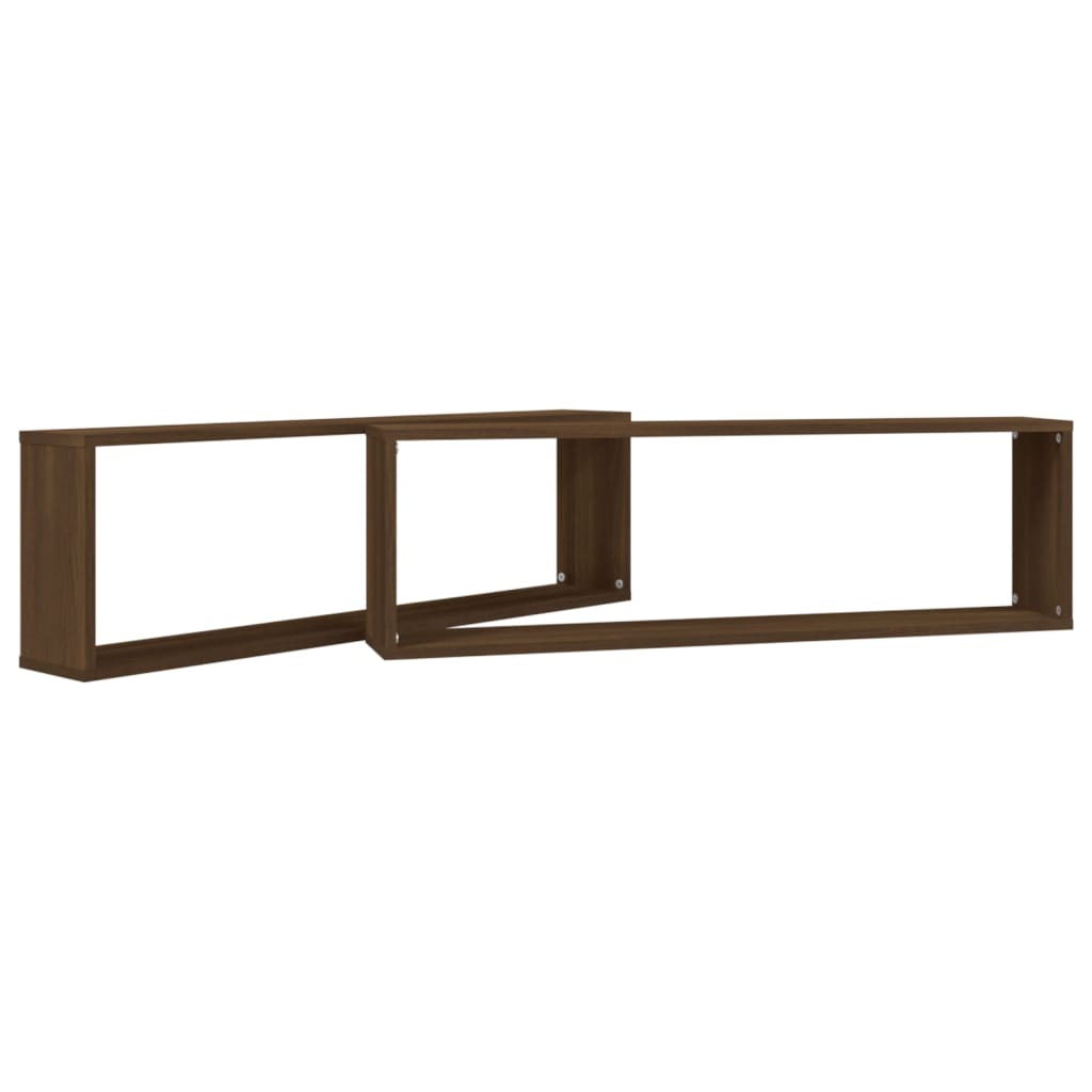 Rafturi De Perete Cub, 2 Buc., Stejar Maro 100X15X30 Cm Lemn