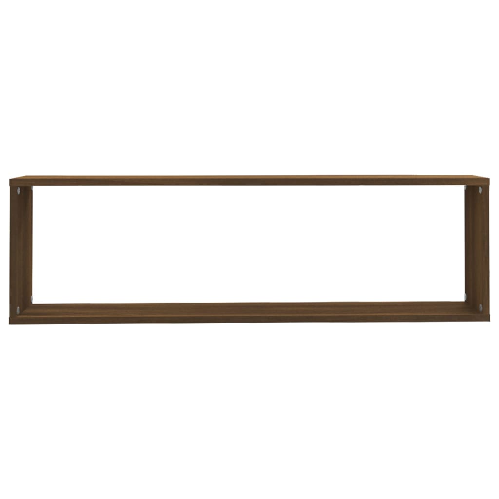 Rafturi De Perete Cub, 2 Buc., Stejar Maro 100X15X30 Cm Lemn