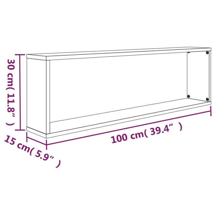 Rafturi De Perete Cub, 2 Buc., Stejar Maro 100X15X30 Cm Lemn