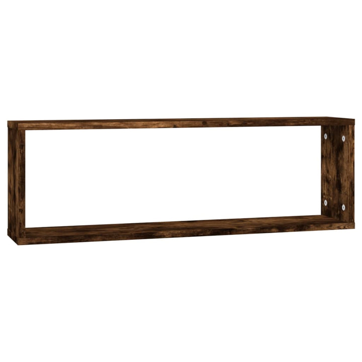 Rafturi De Perete Cub, 4 Buc. Stejar Fumuriu 80X15X26,5 Cm Lemn
