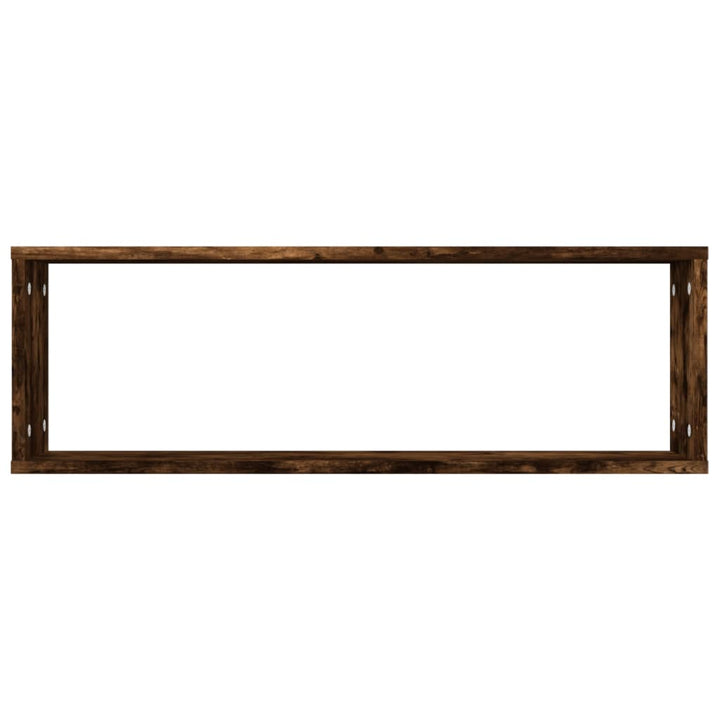 Rafturi De Perete Cub, 4 Buc. Stejar Fumuriu 80X15X26,5 Cm Lemn