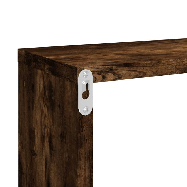 Rafturi De Perete Cub, 4 Buc. Stejar Fumuriu 80X15X26,5 Cm Lemn