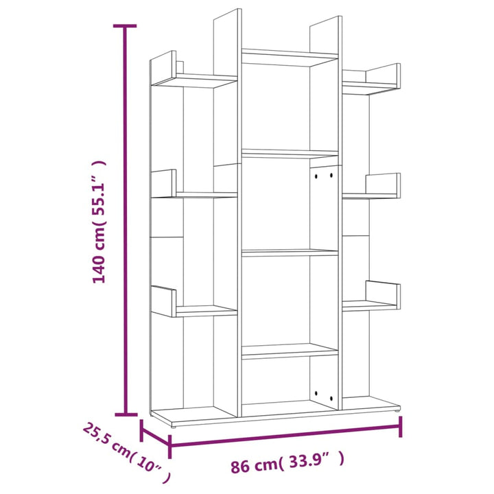 Bibliotecă, Gri Sonoma, 86X25,5X140 Cm, Lemn Prelucrat