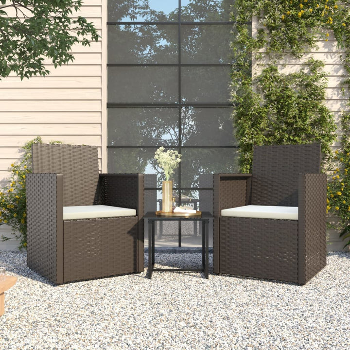 Set Mobilier De Exterior Cu Perne, 3 Piese, , Poliratan