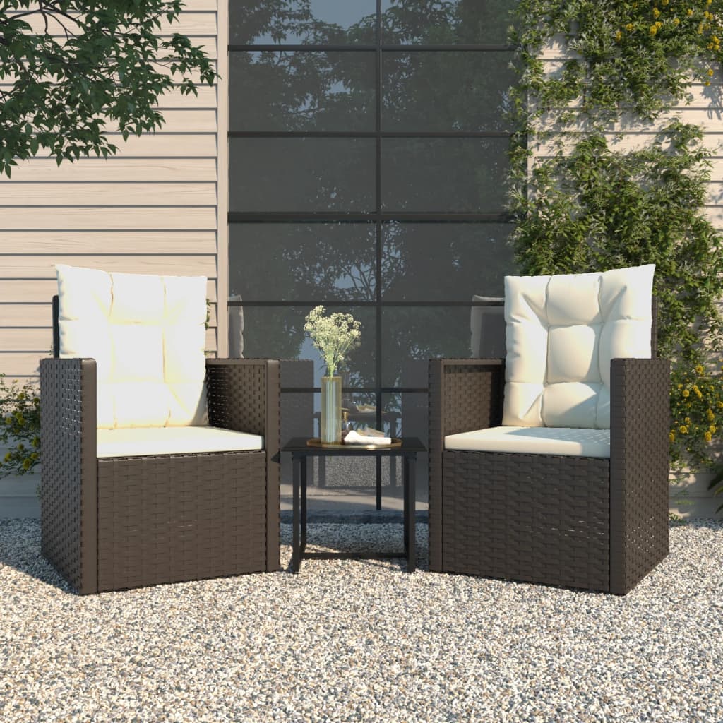 Set Mobilier De Exterior Cu Perne, 3 Piese, , Poliratan