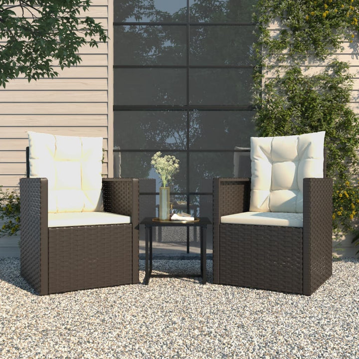 Set Mobilier De Exterior Cu Perne, 3 Piese, , Poliratan