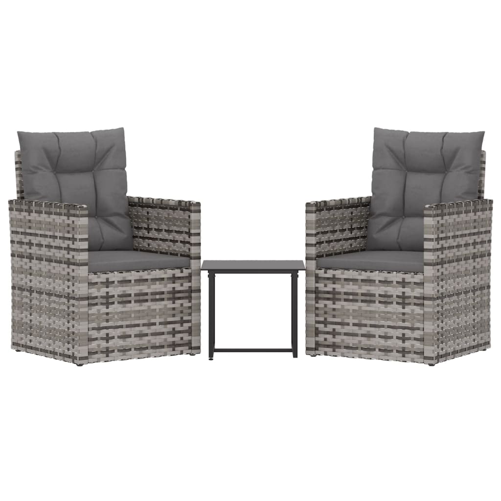 Set Mobilier De Exterior Cu Perne, 3 Piese, , Poliratan