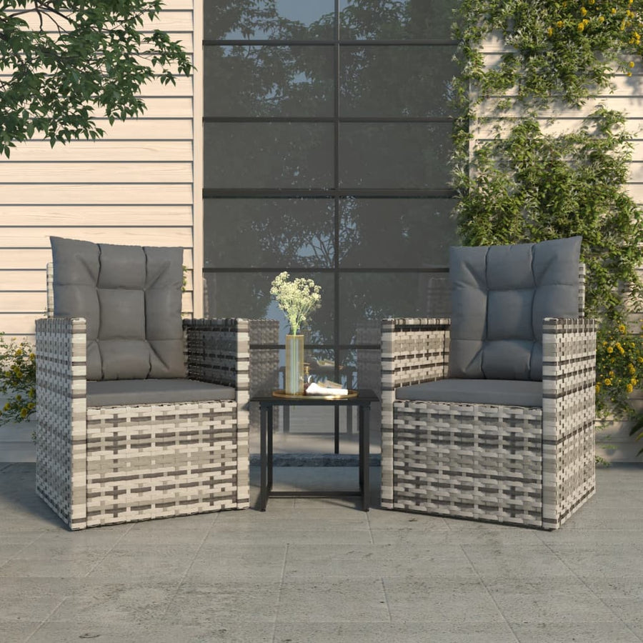 Set Mobilier De Exterior Cu Perne, 3 Piese, , Poliratan