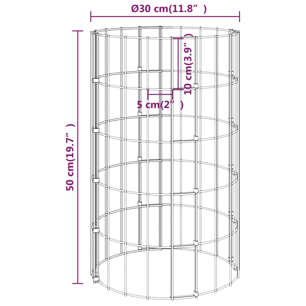 Stâlp De Gabion, Ø30X50 Cm, Oțel Galvanizat, Circular