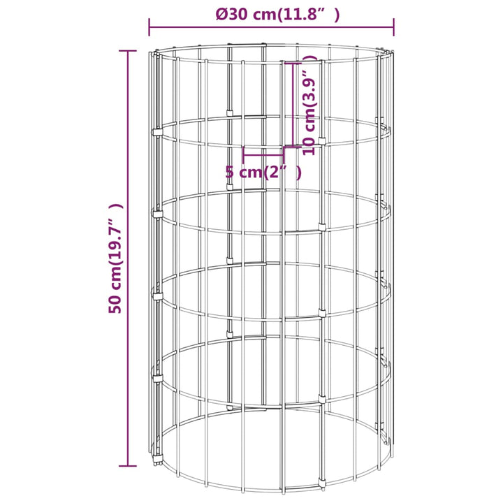 Stâlp De Gabion, Ø30X50 Cm, Oțel Galvanizat, Circular