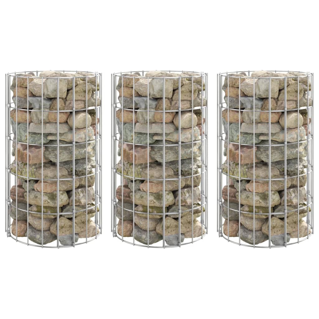 Strat Înălțat Gabion 3 Buc. Ø30X200 Cm Oțel Galvanizat Circular