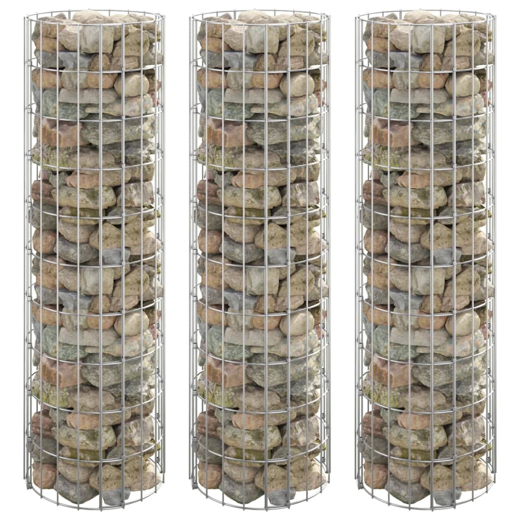 Strat Înălțat Gabion 3 Buc. Ø30X200 Cm Oțel Galvanizat Circular