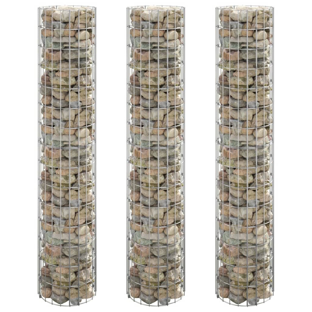 Strat Înălțat Gabion 3 Buc. Ø30X200 Cm Oțel Galvanizat Circular