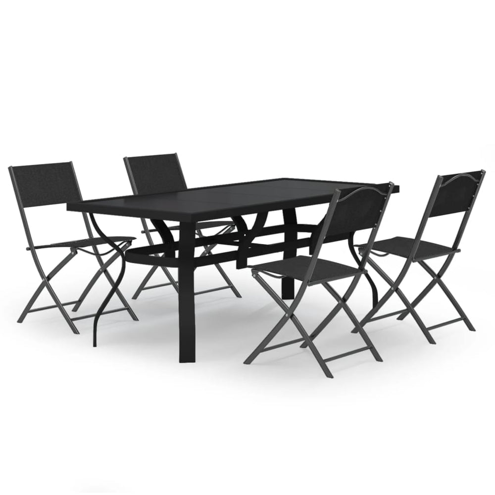 Set De Servit Masa Pentru Grădină, 5 Piese, Gri Și Negru