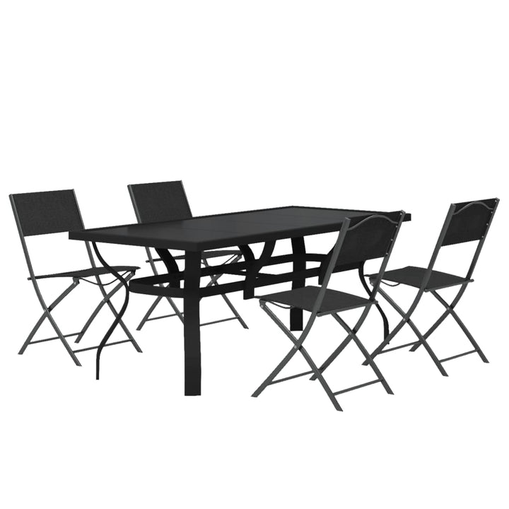 Set De Servit Masa Pentru Grădină, 5 Piese, Gri Și Negru