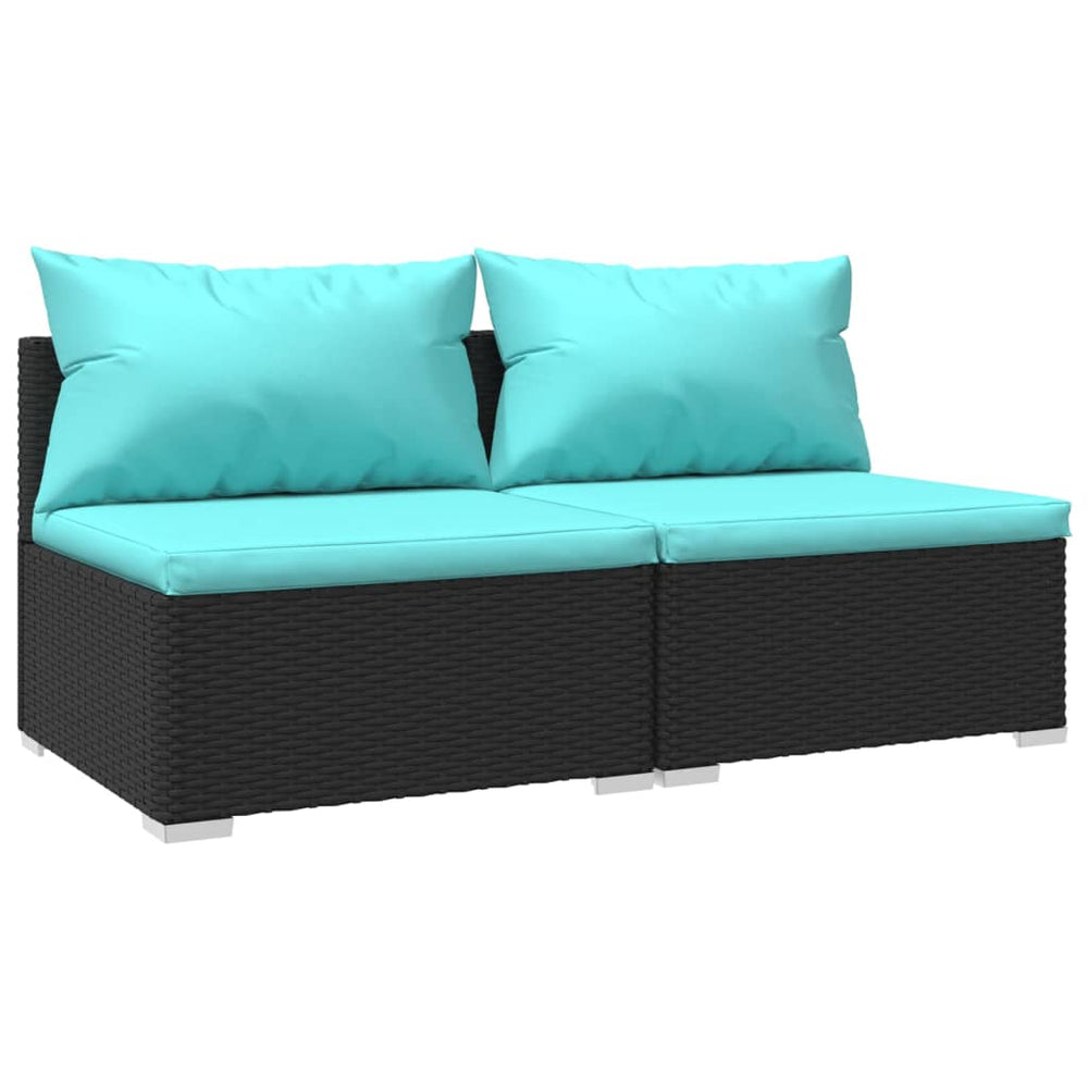 Set Mobilier De Grădină Cu Perne, 2 Piese, Negru, Poliratan
