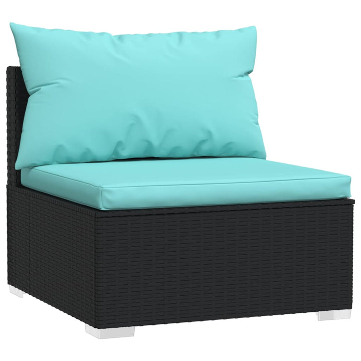 Set Mobilier De Grădină Cu Perne, 2 Piese, Negru, Poliratan