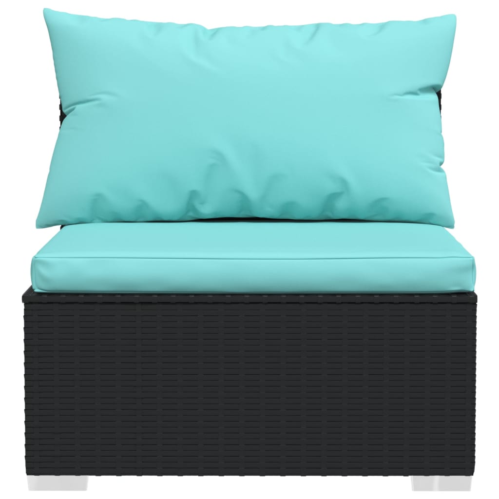 Set Mobilier De Grădină Cu Perne, 2 Piese, Negru, Poliratan