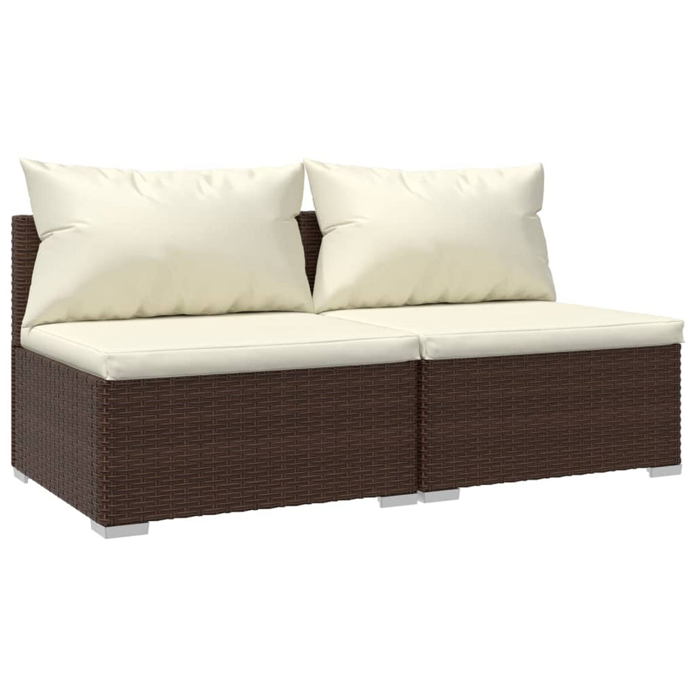 Set Mobilier De Grădină Cu Perne, 2 Piese, Maro, Poliratan
